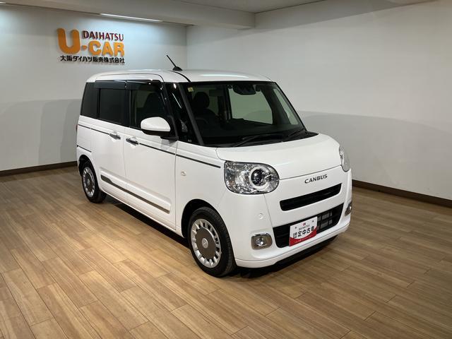 ムーヴキャンバスセオリーＧターボ／走行０．６万Ｋｍ／ナビ／バックカメラ走行０．６万Ｋｍ／ナビゲーション／バックカメラ／ステアリングスイッチ／６スピーカー／ＥＴＣ／前後ドラレコ／クルーズコントロール／前席シートヒーター／両側パワースライドドア／ＬＥＤヘッドライト・フォグ（大阪府）の中古車