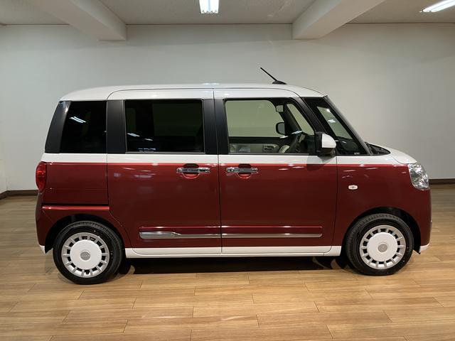ムーヴキャンバスストライプスＧ／届出済未使用車／２５年ナビ／バックカメラ届出済未使用車／Ｒ８年式／走行５ｋｍ／２５年モデルナビ／バックカメラ／ステアリングスイッチ／ＵＳＢアダプター／前席シートヒーター／両側パワースライドドア／ＬＥＤヘッドライト・フォグランプ／キーフリー（大阪府）の中古車