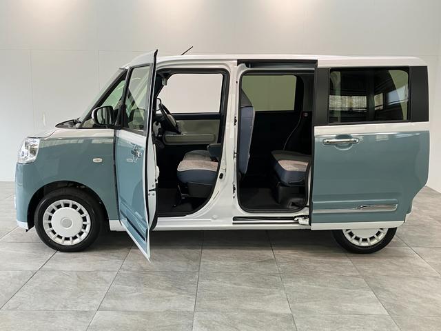 ムーヴキャンバスストライプスＧ　９型ディスプレイオーディオ　届出済未使用車衝突被害軽減ブレーキ　コーナーセンサー　９型ディスプレイオーディオ　フルセグ　Ｂｌｕｅｔｏｏｔｈ　ＵＳＢ　バックカメラ　両側電動スライドドア　前席シートヒーター　ＬＥＤ　ワイヤレス充電器　エコアイドル（滋賀県）の中古車