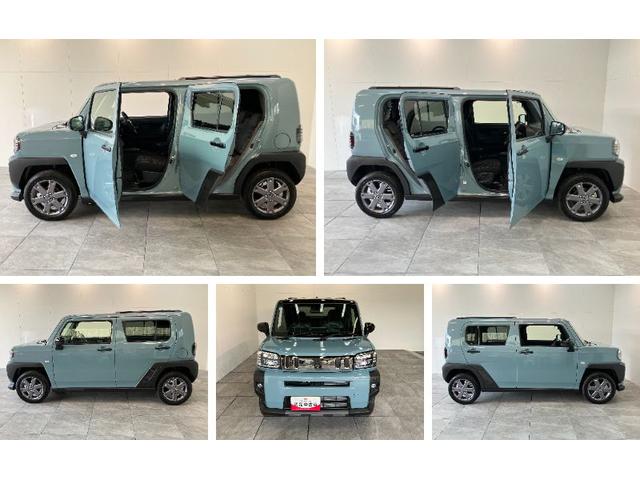 タフトＧダーククロムベンチャー　駐車支援システム　届出済未使用車衝突被害軽減ブレーキ　コーナーセンサー　９型ディスプレイオーディオ　フルセグ　Ｂｌｕｅｔｏｏｔｈ　ＵＳＢ　パノラマカメラ　駐車支援システム　レーダークルーズ　前席シートヒーター　ＬＥＤ　オートエアコン（滋賀県）の中古車
