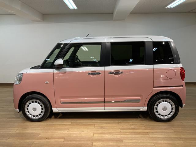 ムーヴキャンバスストライプスＧ／両側電動スライドドア／Ｂカメラ／走行４キロ／届出済未使用車／走行４キロ／バックカメラ／ＵＳＢ／両側電動スライドドア／保温機能付きカップホルダー／前席シートヒーター／スマートキー／ステアリングスイッチ／コーナーセンサー／ＬＥＤヘッドライト／（大阪府）の中古車