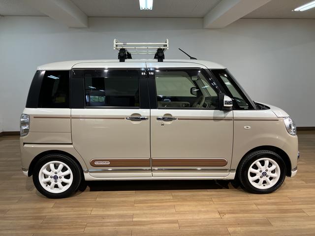 ムーヴキャンバスＧメイクアップリミテッド　ＳＡIII　ルーフキャリア／ナビ車検整備付き／平成３０年式／走行５．０万キロ／８インチナビ／パノラマモニター／ドラレコ／ＥＴＣ／ルーフキャリア／ミニライトアルミホイール／両側パワースライド／メッキガーニッシュ／ウッド調ストライプ（大阪府）の中古車