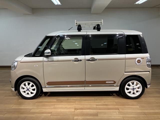 ムーヴキャンバスＧメイクアップリミテッド　ＳＡIII　ルーフキャリア／ナビ車検整備付き／平成３０年式／走行５．０万キロ／８インチナビ／パノラマモニター／ドラレコ／ＥＴＣ／ルーフキャリア／ミニライトアルミホイール／両側パワースライド／メッキガーニッシュ／ウッド調ストライプ（大阪府）の中古車