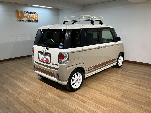 ムーヴキャンバスＧメイクアップリミテッド　ＳＡIII　ルーフキャリア／ナビ車検整備付き／平成３０年式／走行５．０万キロ／８インチナビ／パノラマモニター／ドラレコ／ＥＴＣ／ルーフキャリア／ミニライトアルミホイール／両側パワースライド／メッキガーニッシュ／ウッド調ストライプ（大阪府）の中古車