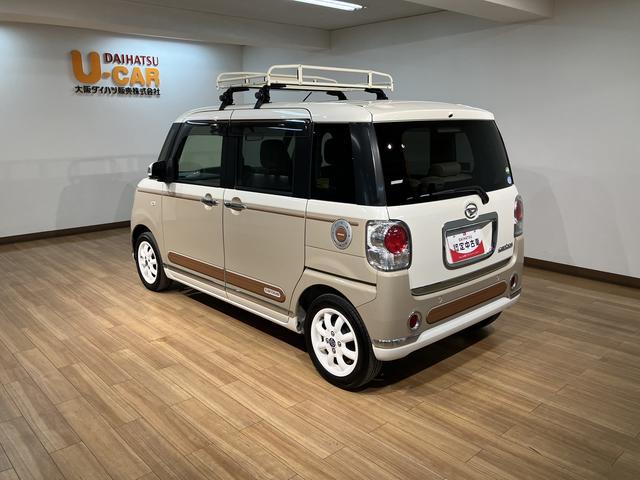 ムーヴキャンバスＧメイクアップリミテッド　ＳＡIII　ルーフキャリア／ナビ車検整備付き／平成３０年式／走行５．０万キロ／８インチナビ／パノラマモニター／ドラレコ／ＥＴＣ／ルーフキャリア／ミニライトアルミホイール／両側パワースライド／メッキガーニッシュ／ウッド調ストライプ（大阪府）の中古車