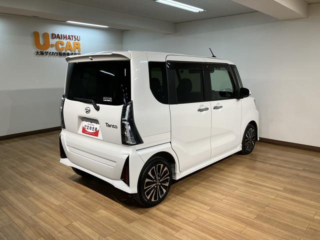 タントカスタムＲＳ　ナビ／前後ドラレコ／パノラマモニター／ＥＴＣターボ車／令和５年式／ナビ（ＮＭＺＬ−Ｗ７３Ｄ）／ＣＤ／ＤＶＤ／Ｂｌｕｅｔｏｏｔｈ／ＵＳＢ／パノラマモニター／前後ドラレコ／ＥＴＣ／両側パワースライド／キーフリー／革巻きステアリング／（大阪府）の中古車