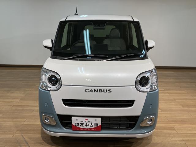 ムーヴキャンバスストライプスＧターボ／令和７年式／走行１２ｋｍ／クルコン新車保証継承／走行１２ｋｍ／オーディオレス／バックカメラ対応／両側パワースライドドア／ＬＥＤヘッドライト・フォグランプ／クルーズコントロール／前席シートヒーター／ホットカップホルダー／オートエアコン（大阪府）の中古車