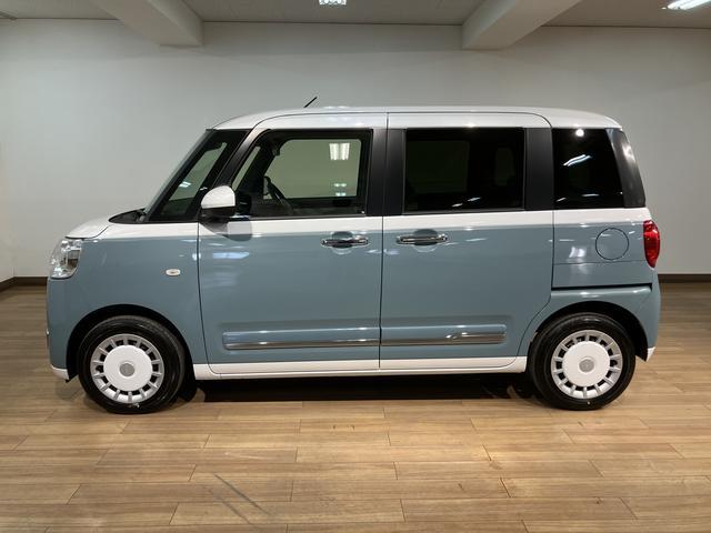 ムーヴキャンバスストライプスＧターボ／令和７年式／走行１２ｋｍ／クルコン新車保証継承／走行１２ｋｍ／オーディオレス／バックカメラ対応／両側パワースライドドア／ＬＥＤヘッドライト・フォグランプ／クルーズコントロール／前席シートヒーター／ホットカップホルダー／オートエアコン（大阪府）の中古車