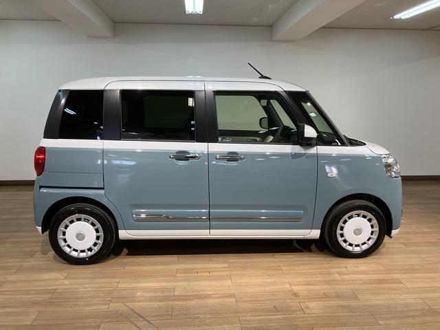 ムーヴキャンバスストライプスＧターボ／令和７年式／走行１２ｋｍ／クルコン新車保証継承／走行１２ｋｍ／オーディオレス／バックカメラ対応／両側パワースライドドア／ＬＥＤヘッドライト・フォグランプ／クルーズコントロール／前席シートヒーター／ホットカップホルダー／オートエアコン（大阪府）の中古車