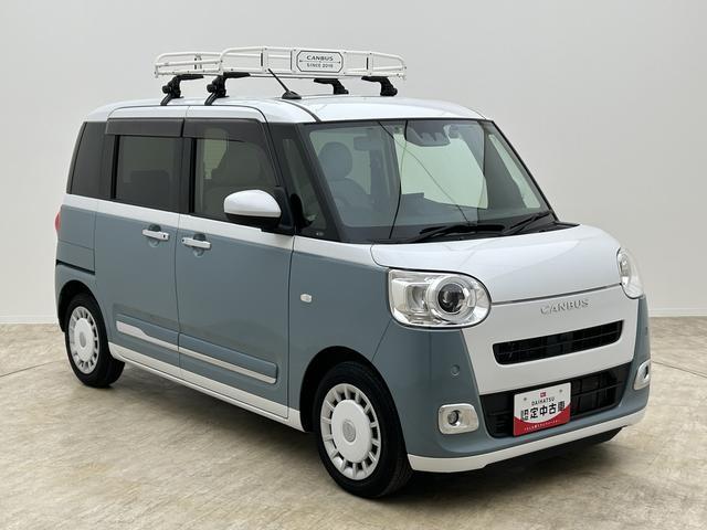 ムーヴキャンバスストライプスＧターボ　ディスプレーオーディオ・クルコンＲ５年式・ルーフキャリア付き・クルーズコントロール・９インチディスプレイオーディオ・バックカメラ・ＥＴＣ車載器・運転席／助手席シートヒーター・両側電動スライドドア・置くだけスマホ充電・キーフリー（大阪府）の中古車