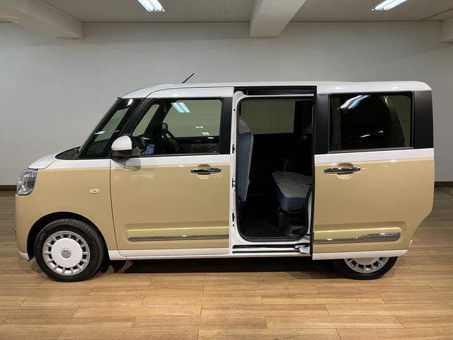 ムーヴキャンバスストライプスＧ　元弊社試乗車　純正ナビ　バックカメラ届出済未使用車・純正ナビゲーション・バックカメラ・両側電動スライドドア・電動パーキングブレーキ・シートヒーター・エンジンプッシュスタート・コーナーセンサー・衝突回避支援ブレーキ・誤発進抑制機能（大阪府）の中古車