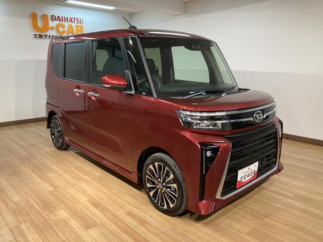 タントカスタムＲＳ　弊社元展示車　バックカメラ対応　ターボスマートアシスト　エコアイドル　バックカメラ対応　両側パワースライドドア　ＬＥＤヘッドライト　ＬＥＤフォグランプ　アルミホイール　キーフリーシステム　プッシュスタート　ステアリングスイッチ　ターボ（大阪府）の中古車