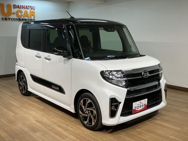 タントカスタムRSナビ/バックカメラ/ナビ連動前後ドラレコ/ETC/ターボ/クルコン/シートヒーター/両側電動スライドドア/スマートアシスト/プッシュボタンスタート/スマートキー/LEDヘッドライト(大阪府)の中古車