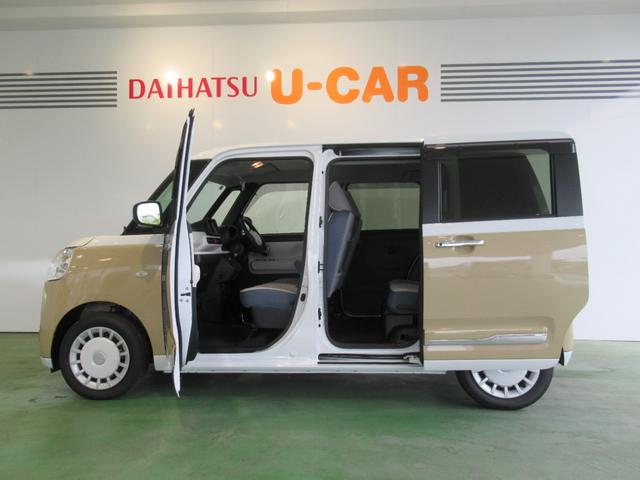 ムーヴキャンバスストライプスＧ★６月フェア特選車★　バックカメラ対応　両側パワスラ　プッシュボタンスタート　衝突被害軽減システム　コ−ナ−センサ−　アイドリングストップ機能　電動パーキング　シ−トヒ−タ−　ＬＥＤヘッドライト（奈良県）の中古車