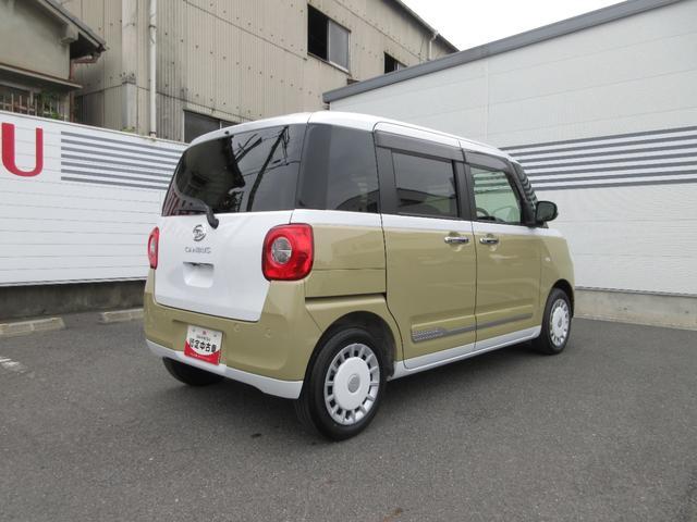 ムーヴキャンバスストライプスＧ★６月フェア特選車★　バックカメラ対応　両側パワスラ　プッシュボタンスタート　衝突被害軽減システム　コ−ナ−センサ−　アイドリングストップ機能　電動パーキング　シ−トヒ−タ−　ＬＥＤヘッドライト（奈良県）の中古車