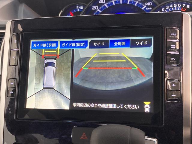 タントカスタムＸトップエディションＳＡ３　８型ナビ　パノラマカメラ追突被害軽減ブレーキ　スマアシ３　両側電動スライドドア　スマートキー　ＬＥＤライト　運転席シートヒーター　８インチフルセグナビ　ＤＶＤ　Ｂｌｕｅｔｏｏｔｈ　ＵＳＢ　ドラレコ　パノラマカメラ（滋賀県）の中古車