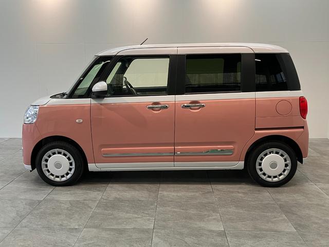 ムーヴキャンバスストライプスＧ　届出済未使用車　両側電動スライドドア追突被害軽減ブレーキ　スマアシ　コーナーセンサー　ＬＥＤ　スマートキー　前席シートヒーター　両側電動スライドドア　ナビ取付時用バックカメラ（滋賀県）の中古車