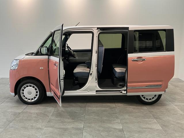 ムーヴキャンバスストライプスＧ　届出済未使用車　両側電動スライドドア追突被害軽減ブレーキ　スマアシ　コーナーセンサー　ＬＥＤ　スマートキー　前席シートヒーター　両側電動スライドドア　ナビ取付時用バックカメラ（滋賀県）の中古車