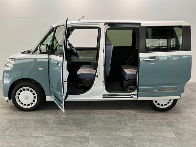 ムーヴキャンバスストライプスＧ　届出済未使用車　両側電動スライドドア追突被害軽減ブレーキ　スマアシ　コーナーセンサー　ＬＥＤ　スマートキー　両側電動スライドドア　前席シートヒーター　オートエアコン　ナビ取付時用バックカメラ（滋賀県）の中古車