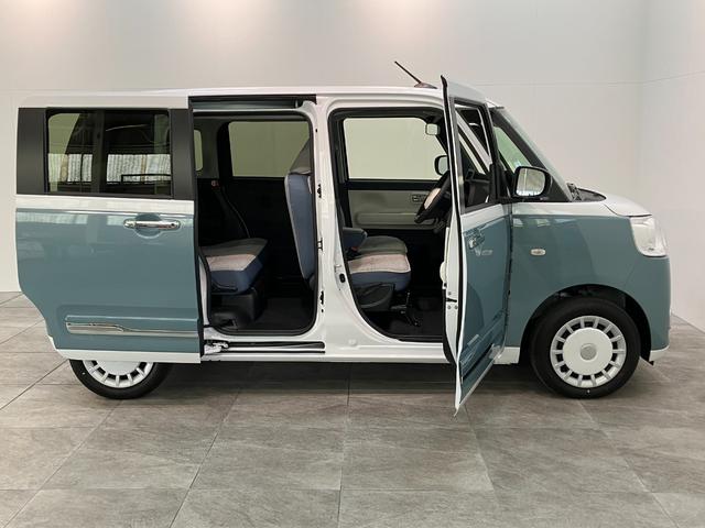ムーヴキャンバスストライプスＧ　届出済未使用車　両側電動スライドドア追突被害軽減ブレーキ　スマアシ　コーナーセンサー　ＬＥＤ　スマートキー　両側電動スライドドア　前席シートヒーター　オートエアコン　ナビ取付時用バックカメラ（滋賀県）の中古車