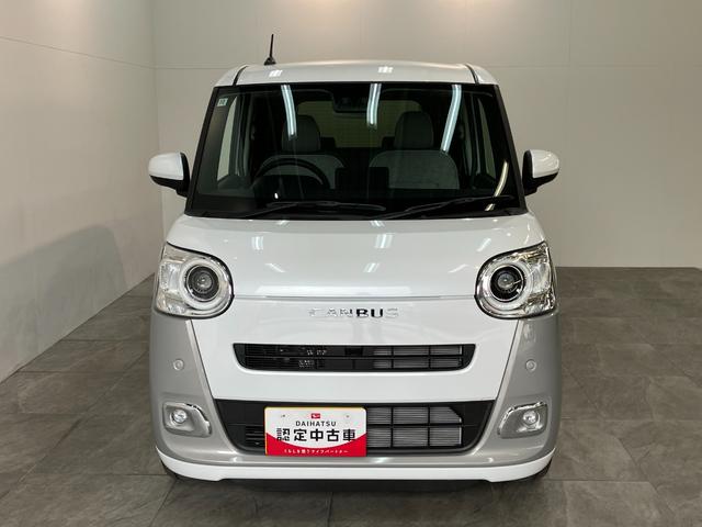 ムーヴキャンバスストライプスＧ　届出済未使用車　両側電動スライドドア追突被害軽減ブレーキ　スマアシ　コーナーセンサー　ＬＥＤ　スマートキー　両側電動スライドドア　前席シートヒーター　オートエアコン　ナビ取付時用バックカメラ（滋賀県）の中古車