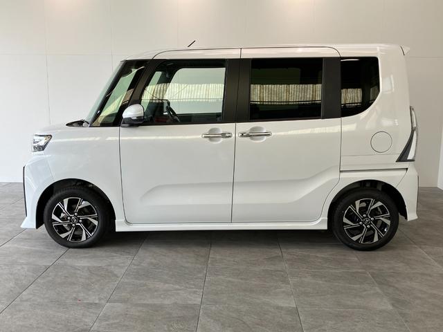 タントカスタムＸ　届出済未使用車　両側電動スライドドア追突被害軽減ブレーキ　スマアシ　コーナーセンサー　ＬＥＤ　スマートキー　両側電動スライドドア　前席シートヒーター　オートエアコン　ナビ取付時用バックカメラ（滋賀県）の中古車