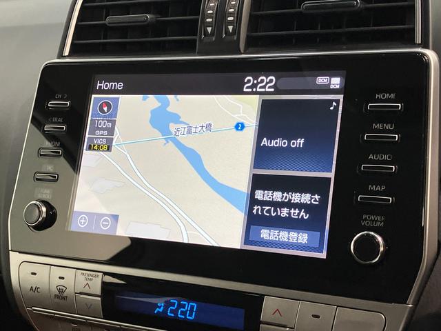 ランドクルーザープラドＴＸ　ディーゼル車　ナビ　パノラマカメラ　レーダークルコン追突被害軽減ブレーキ　ＴＳＳ　４ＷＤ　デフロック　ＭＯＮＳＴＡタイヤ　レーダークルーズコントロール　ナビ　Ｂｌｕｅｔｏｏｔｈ　ＵＳＢ　パノラマカメラ　ドラレコ　ＥＴＣ２．０　サンルーフ（滋賀県）の中古車