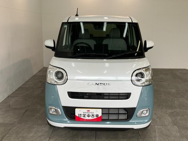 ムーヴキャンバスストライプスＧ　届出済未使用車　両側電動スライドドア追突被害軽減ブレーキ　スマアシ　コーナーセンサー　ＬＥＤ　スマートキー　両側電動スライドドア　前席シートヒーター　ナビ取付時用バックカメラ（滋賀県）の中古車
