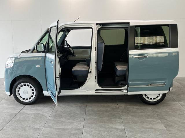 ムーヴキャンバスストライプスＧ　届出済未使用車　両側電動スライドドア追突被害軽減ブレーキ　スマアシ　コーナーセンサー　ＬＥＤ　スマートキー　両側電動スライドドア　前席シートヒーター　ナビ取付時用バックカメラ（滋賀県）の中古車