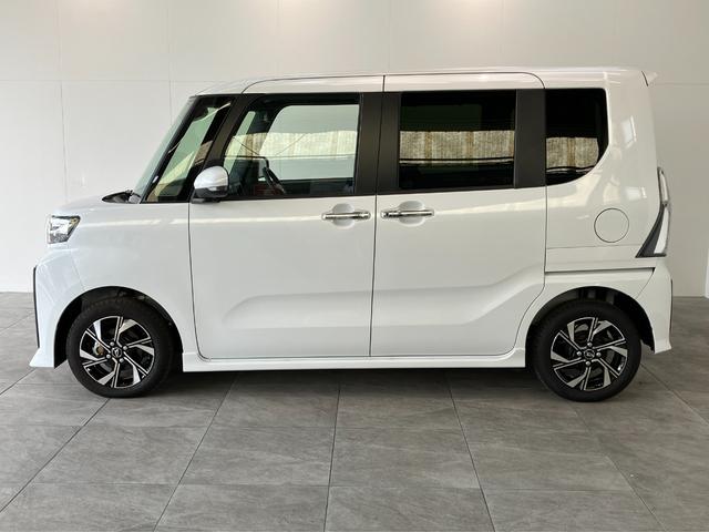 タントカスタムＸ　届出済未使用車　両側電動スライドドア追突被害軽減ブレーキ　スマアシ　コーナーセンサー　ＬＥＤ　スマートキー　両側電動スライドドア　前席シートヒーター　オートエアコン　ナビ取付時用バックカメラ（滋賀県）の中古車