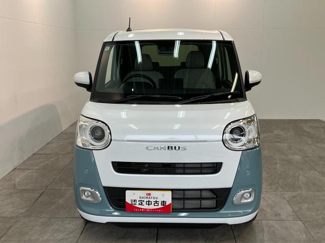 ムーヴキャンバスストライプスＧ　届出済未使用車　両側電動スライドドア追突被害軽減ブレーキ　スマアシ３　コーナーセンサー　ＬＥＤ　スマートキー　両側電動スライドドア　前席シートヒーター　ナビ取付時用バックカメラ（滋賀県）の中古車