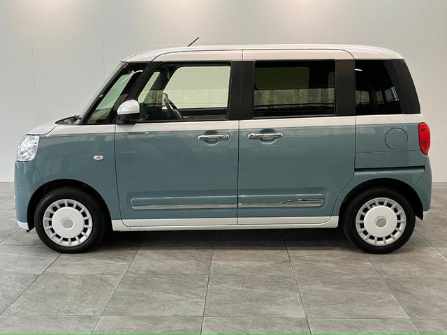 ムーヴキャンバスストライプスＧ　届出済未使用車　両側電動スライドドア追突被害軽減ブレーキ　スマアシ３　コーナーセンサー　ＬＥＤ　スマートキー　両側電動スライドドア　前席シートヒーター　ナビ取付時用バックカメラ（滋賀県）の中古車