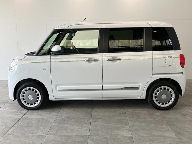 ムーヴキャンバスセオリーＧ　届出済未使用車　両側電動スライドドア追突被害軽減ブレーキ　スマアシ　コーナーセンサー　ＬＥＤ　スマートキー　両側電動スライドドア　前席シートヒーター　オートエアコン　ナビ取付時用バックカメラ（滋賀県）の中古車