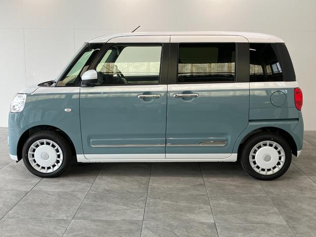 ムーヴキャンバスストライプスＧ　届出済未使用車　両側電動スライドドア追突被害軽減ブレーキ　スマアシ　コーナーセンサー　ＬＥＤ　スマートキー　両側電動スライドドア　前席シートヒーター　ナビ取付時用バックカメラ（滋賀県）の中古車
