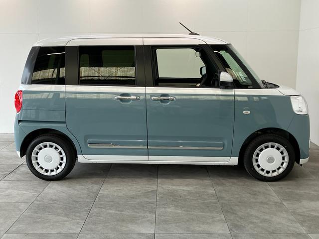 ムーヴキャンバスストライプスＧ　届出済未使用車　両側電動スライドドア追突被害軽減ブレーキ　スマアシ　コーナーセンサー　ＬＥＤ　スマートキー　両側電動スライドドア　前席シートヒーター　ナビ取付時用バックカメラ（滋賀県）の中古車