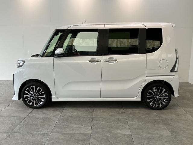 タントカスタムＲＳ　届出済未使用車　両側電動スライドドア追突被害軽減ブレーキ　スマアシ　コーナーセンサー　ＬＥＤ　スマートキー　両側電動スライドドア　前席シートヒーター　オートエアコン　ナビ取付時用バックカメラ（滋賀県）の中古車