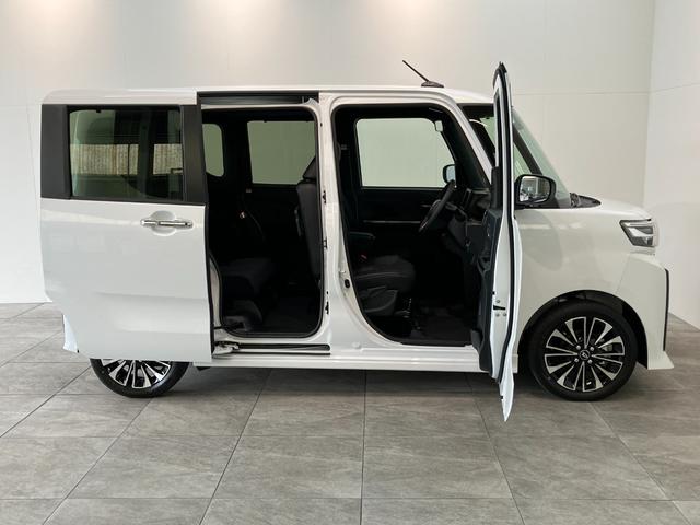 タントカスタムＲＳ　届出済未使用車　両側電動スライドドア追突被害軽減ブレーキ　スマアシ　コーナーセンサー　ＬＥＤ　スマートキー　両側電動スライドドア　前席シートヒーター　オートエアコン　ナビ取付時用バックカメラ（滋賀県）の中古車