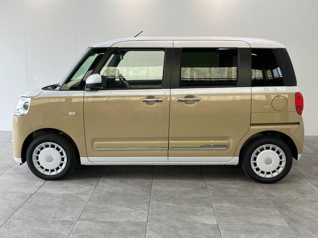 ムーヴキャンバスストライプスＧ　届出済未使用車　両側電動スライドドア追突被害軽減ブレーキ　スマアシ　コーナーセンサー　ＬＥＤ　スマートキー　両側電動スライドドア　前席シートヒーター　ナビ取付時用バックカメラ（滋賀県）の中古車