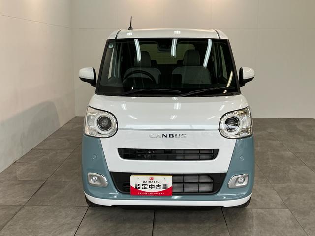 ムーヴキャンバスストライプスＧ　届出済未使用車　両側電動スライドドア追突被害軽減ブレーキ　スマアシ　コーナーセンサー　ＬＥＤ　スマートキー　両側電動スライドドア　前席シートヒーター　ナビ取付時用バックカメラ（滋賀県）の中古車