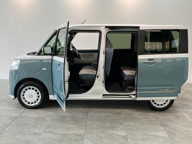 ムーヴキャンバスストライプスＧ　届出済未使用車　両側電動スライドドア追突被害軽減ブレーキ　スマアシ　コーナーセンサー　ＬＥＤ　スマートキー　両側電動スライドドア　前席シートヒーター　ナビ取付時用バックカメラ（滋賀県）の中古車