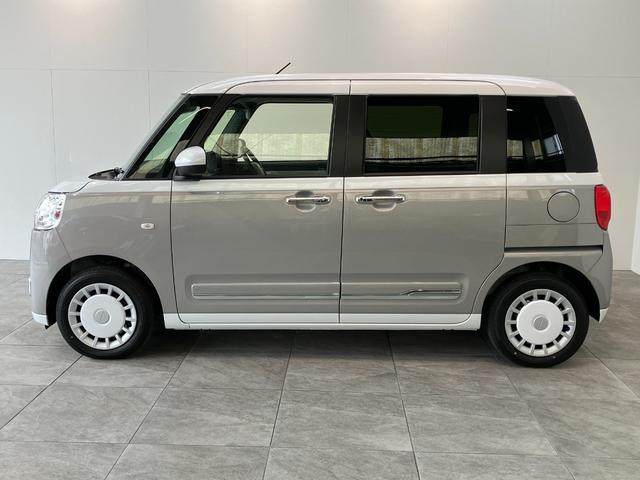 ムーヴキャンバスストライプスＧ　届出済未使用車　両側電動スライドドア追突被害軽減ブレーキ　スマアシ　コーナーセンサー　ＬＥＤ　スマートキー　両側電動スライドドア　前席シートヒーター　ナビ取付時用バックカメラ（滋賀県）の中古車