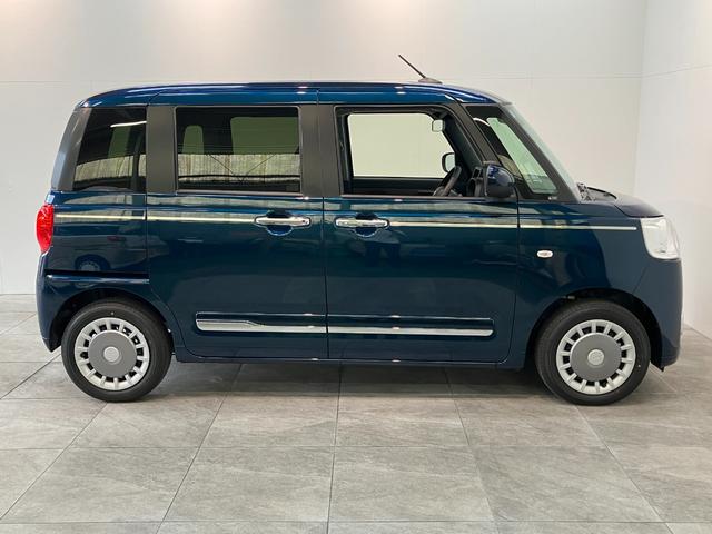 ムーヴキャンバスセオリーＧ　届出済未使用車　両側電動スライドドア追突被害軽減ブレーキ　スマアシ　コーナーセンサー　ＬＥＤ　スマートキー　両側電動スライドドア　前席シートヒーター　オートエアコン　ナビ取付時用バックカメラ（滋賀県）の中古車