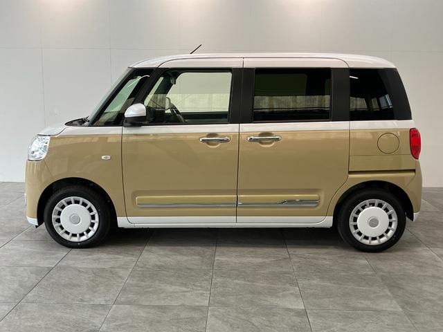 ムーヴキャンバスストライプスＧ　届出済未使用車　両側電動スライドドア追突被害軽減ブレーキ　スマアシ　コーナーセンサー　ＬＥＤ　スマートキー　両側電動スライドドア　前席シートヒーター　ナビ取付時用バックカメラ（滋賀県）の中古車