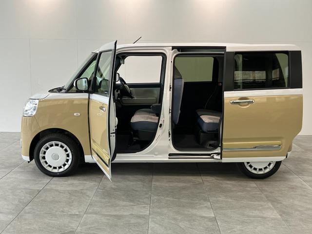 ムーヴキャンバスストライプスＧ　届出済未使用車　両側電動スライドドア追突被害軽減ブレーキ　スマアシ　コーナーセンサー　ＬＥＤ　スマートキー　両側電動スライドドア　前席シートヒーター　ナビ取付時用バックカメラ（滋賀県）の中古車