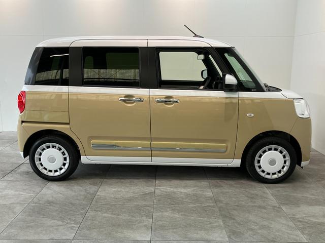 ムーヴキャンバスストライプスＧ　届出済未使用車　両側電動スライドドア追突被害軽減ブレーキ　スマアシ　コーナーセンサー　ＬＥＤ　スマートキー　両側電動スライドドア　前席シートヒーター　ナビ取付時用バックカメラ（滋賀県）の中古車