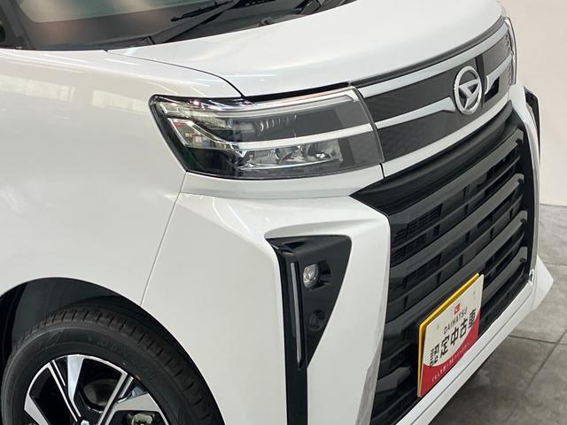 タントカスタムＸ　届出済未使用車　両側電動スライドドア追突被害軽減ブレーキ　スマアシ　コーナーセンサー　ＬＥＤ　スマートキー　両側電動スライドドア　前席シートヒーター　オートエアコン　ナビ取付時用バックカメラ（滋賀県）の中古車