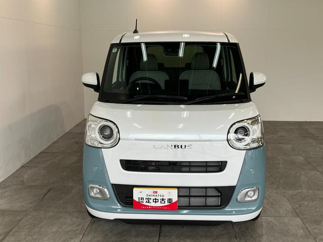 ムーヴキャンバスストライプスＧ　届出済未使用車　両側電動スライドドア追突被害軽減ブレーキ　スマアシ　コーナーセンサー　ＬＥＤ　スマートキー　両側電動スライドドア　前席シートヒーター　オートエアコン　ナビ取付時用バックカメラ（滋賀県）の中古車