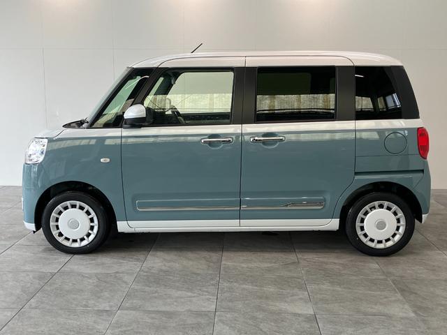 ムーヴキャンバスストライプスＧ　届出済未使用車　両側電動スライドドア追突被害軽減ブレーキ　スマアシ　コーナーセンサー　ＬＥＤ　スマートキー　両側電動スライドドア　前席シートヒーター　オートエアコン　ナビ取付時用バックカメラ（滋賀県）の中古車
