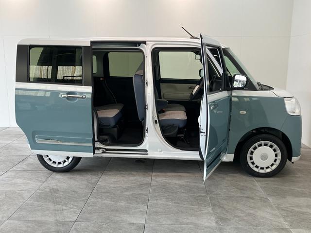 ムーヴキャンバスストライプスＧ　届出済未使用車　両側電動スライドドア追突被害軽減ブレーキ　スマアシ　コーナーセンサー　ＬＥＤ　スマートキー　両側電動スライドドア　前席シートヒーター　オートエアコン　ナビ取付時用バックカメラ（滋賀県）の中古車