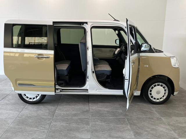 ムーヴキャンバスストライプスＧ　届出済未使用車　両側電動スライドドア追突被害軽減ブレーキ　スマアシ　コーナーセンサー　ＬＥＤ　スマートキー　両側電動スライドドア　前席シートヒーター　ナビ取付時用バックカメラ（滋賀県）の中古車